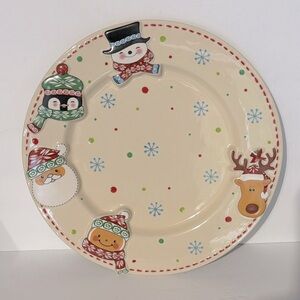Temp-tations Christmas Platter Serving Dish 16" Figural Serving Platter Snowman